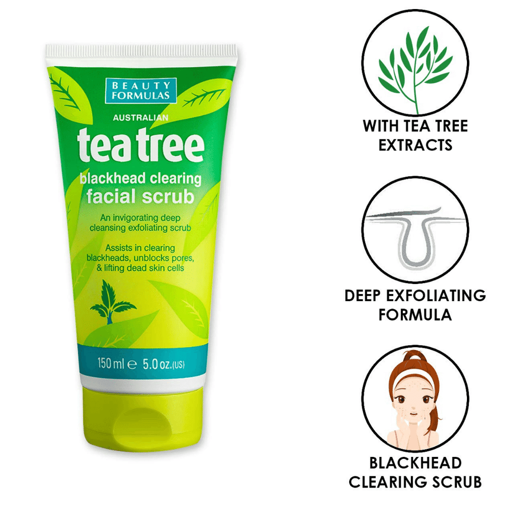 Beauty Formulas Gommage pour le visage anti-comédons à l'arbre à thé 150 ML