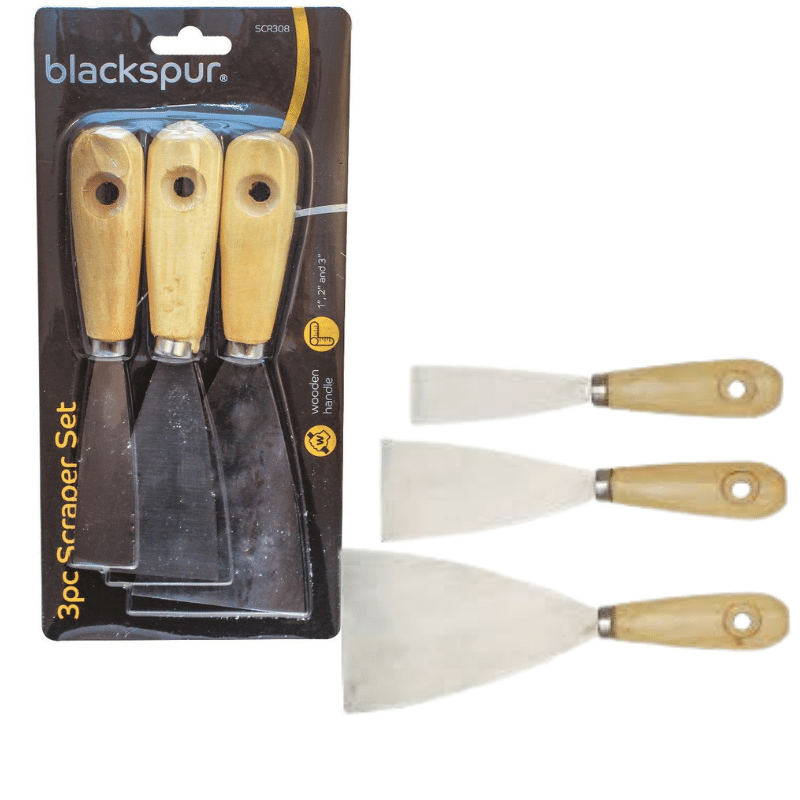 Blackspur 3 grattoirs à papier peint avec poignée en Bois