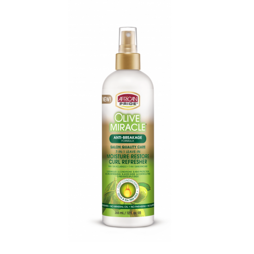 African Pride Olive Miracle 7-in-1 Leave-in Moisture Restore Curl Refresher 355 Ml