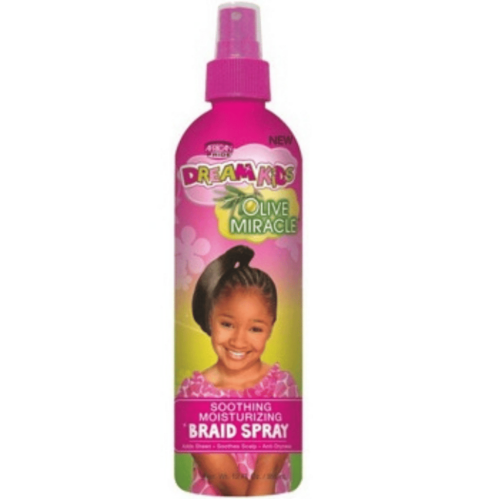 African Pride Dreams Enfant- Olive Miracle - Braid Spray - Spray Apaisant Et Hydratant (355 ml)